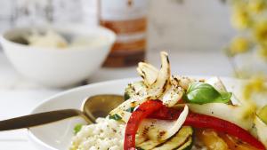 Risotto met zuiderse groenten
en truffelolie