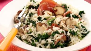 Risotto met spinazie en champignons