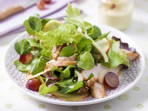 Salade van Mechelse koekoek en druiven