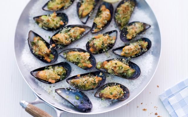 Des moules gratinées