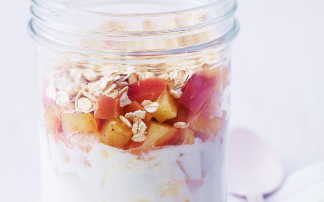 Plattekaas met appel en banaan (7 SmartPoints)