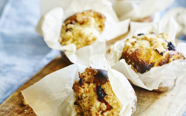 Appel-bramen-muffins met crumble