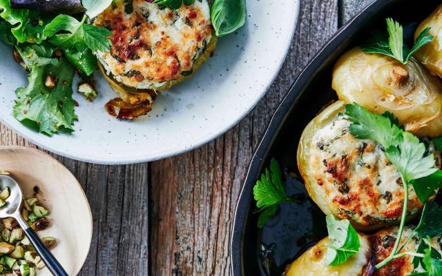 Gevulde koolrabi met drie kazen