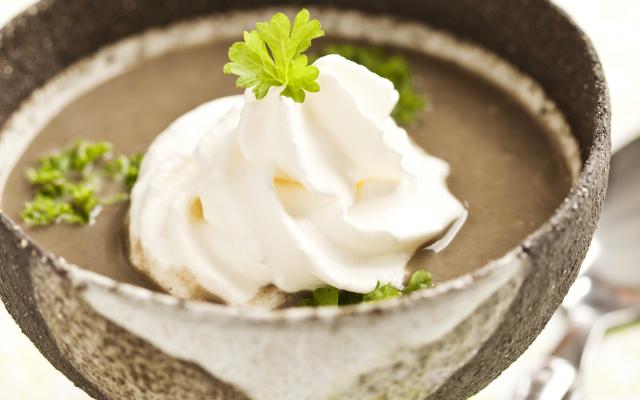 Crème de lentilles et mousse de lait