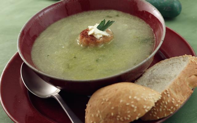 Velouté de laitue aux crevettes