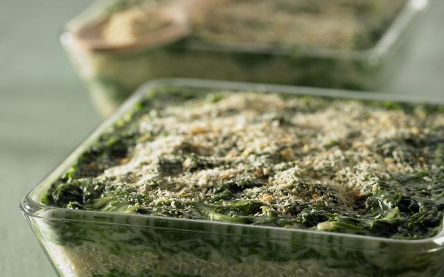 Gratin d'épinard et poulet au bleu