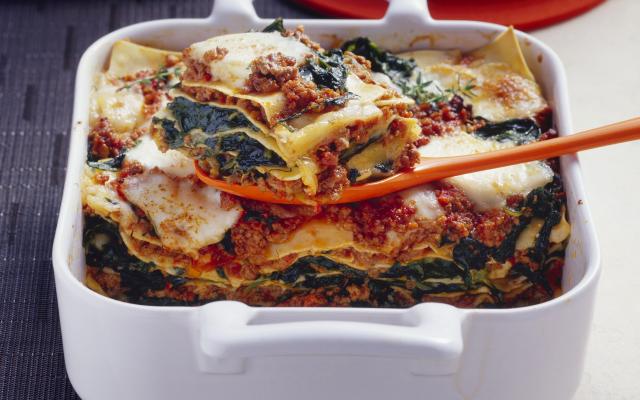 Lasagne met gehakt en spinazie