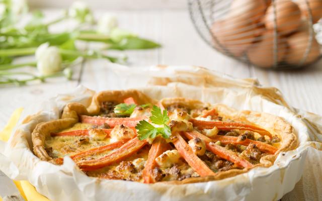 Tarte à la carotte, à la viande et à la feta