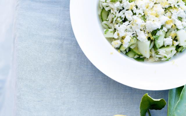 Pâtes citronnées au concombre et au melon