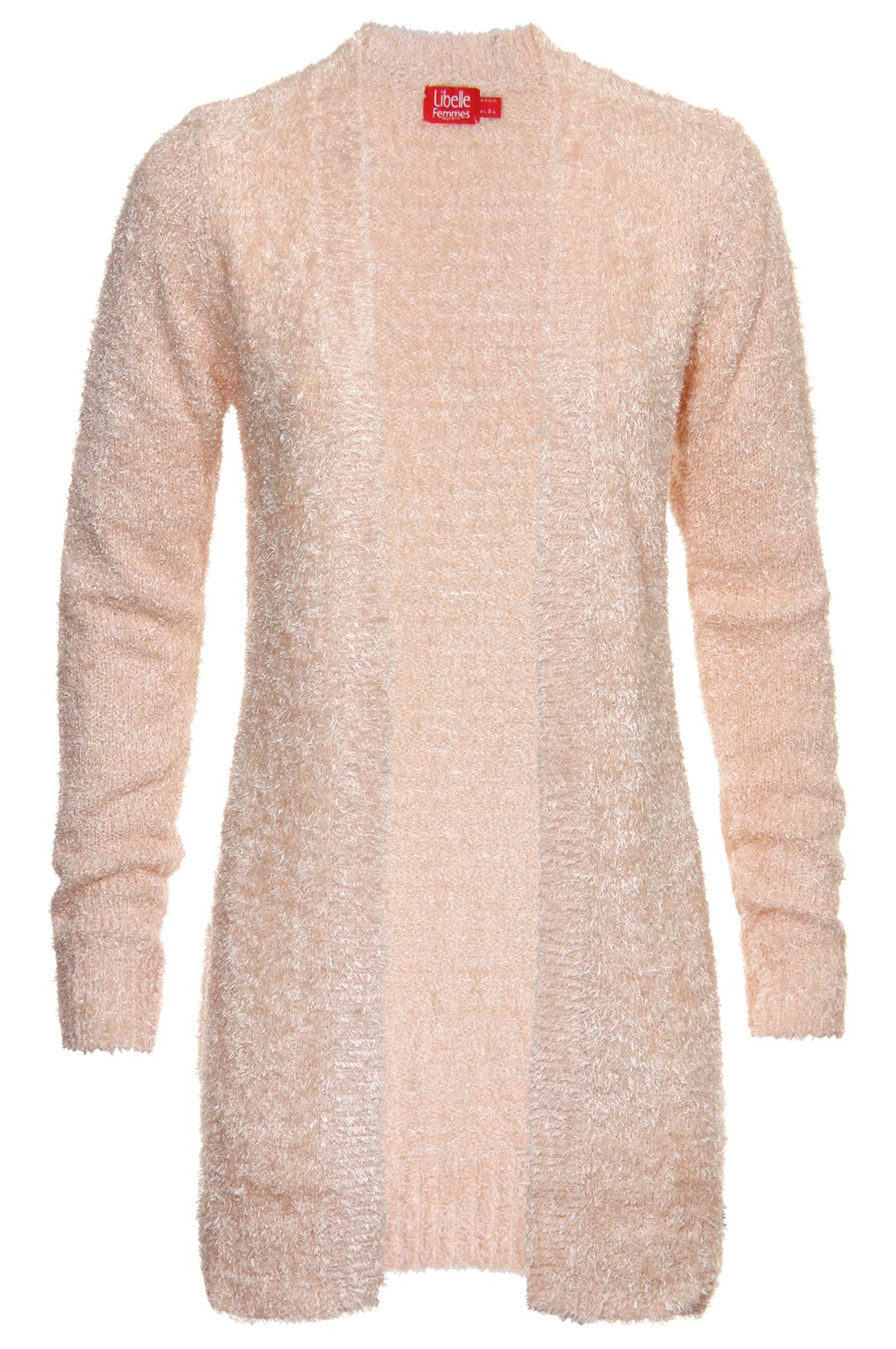 Lichtroze, lange cardigan - E5 Mode (Libelle collectie) - € 34,95