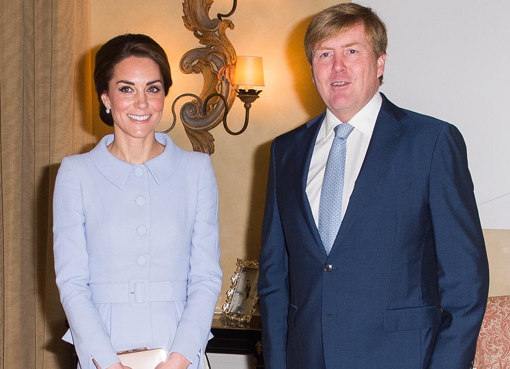 11 October 2016. Her Royal Highness The Duchess of Cambridge visits The Netherlands, 11th October for a day of official engagements in The Hague and Rotterdam. On arrival, The Duchess of Cambridge is pleased to have the opportunity to pay a courtesy call on His Majesty King Willem-Alexander of the Netherlands at Villa Eikenhorst. Credit: GoffPhotos.com Ref: KGC-03/375 Reporters / Goff