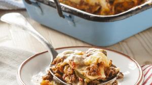 Lasagne met butternut en yoghurttopping