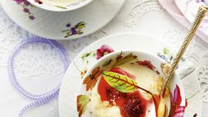 Panna cotta met frambozen