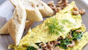 Omelet garnaal met spinazie