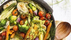Geroosterde ovengroenten met haloumi