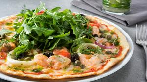 Pizza met zeevruchten