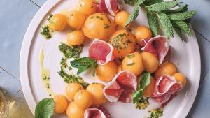 Meloenbolletjes met ham