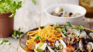 Wortelpasta vongole