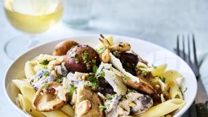 Penne met ricotta en boschampignons