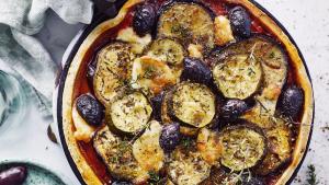 Tarte provençale met gegrilde courgette en aubergine