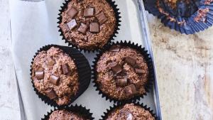 Vegan chocolade-bananenmuffins