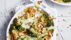 Broccoligratin met amandelen uit de airfryer