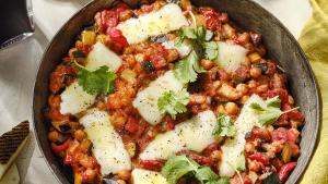 Pisto met manchego en kikkererwten