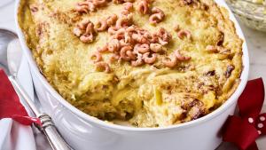 Vislasagne met garnalenbisque