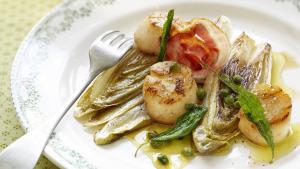 Sint-jakobsvruchten, witloof en pancetta