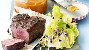 Steak met barbecuesaus