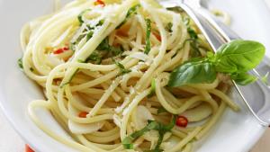 Spaghetti met knoflook en olijfolie
