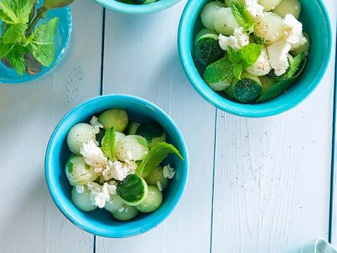 Salade van komkommer & honingmeloen