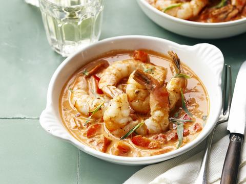 Scampi's diabolique met witte wijn