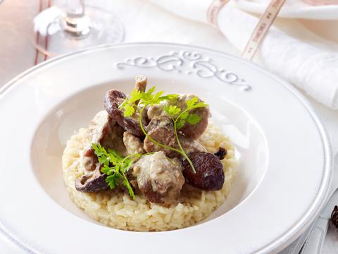 Kalkoenstoofpotje met truffelrisotto