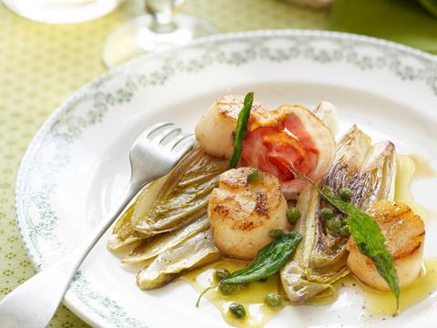 Sint-jakobsvruchten, witloof & pancetta