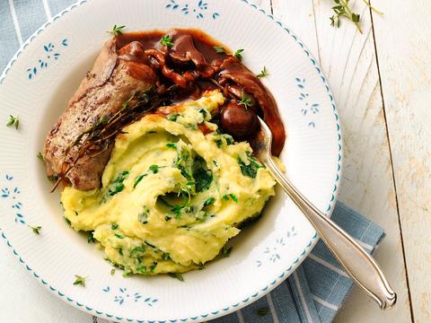 Blinde vinken met spekjes en champignons