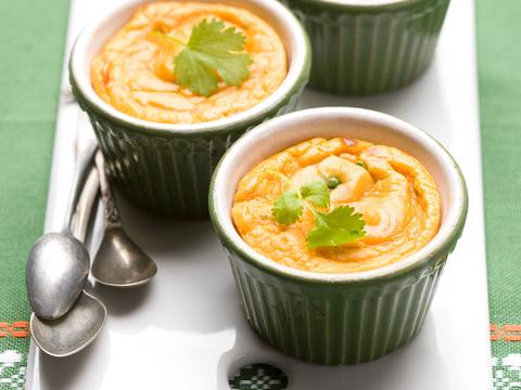 Flan van zoete aardappelen, koriander en gember