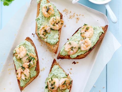 Bruschetta met knoflookscampi’s