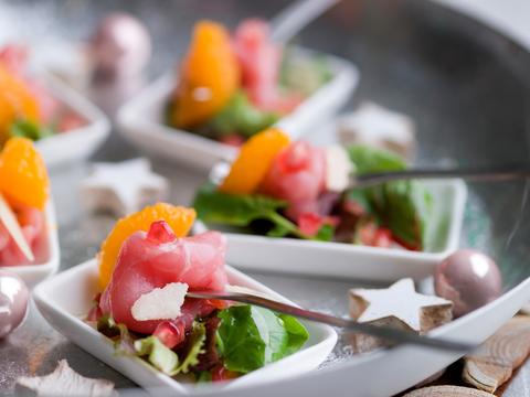 Carpaccio met granaatappel en mandarijn