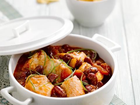 Bonenstoofpotje met kip en tomaten