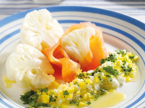 Bloemkool met gerookte zalm