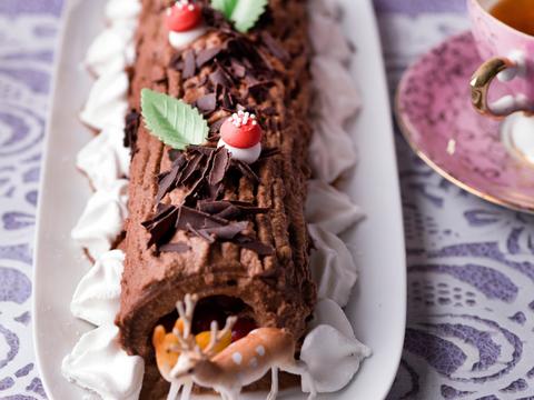 Kerststronk met chocolademousse