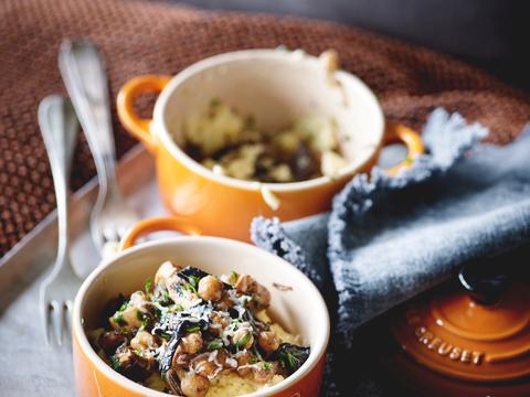 Polenta met champignons en kikkererwten