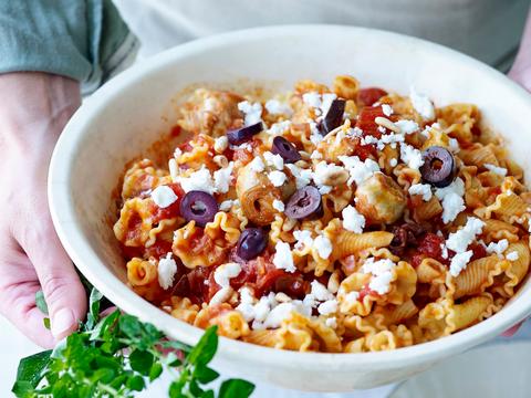 Pasta met artisjok en feta