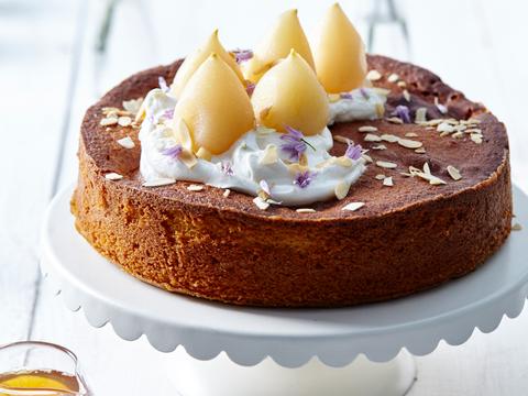Perentaart met honing en Griekse yoghurt