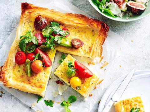 Ricottataart met vijgen-mozzarellasalade