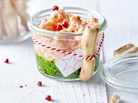 Rilette van zalm met spinaziepesto