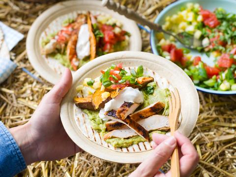 Wraps met in tequila gemarineerde kalkoen