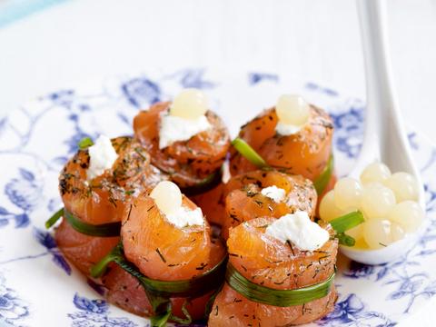 Gravad lax-rolletjes