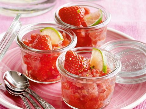 Granita van aardbei en limoen